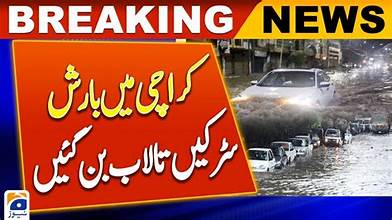 Karachi Struggles as Downpour Causes Flooding and Transport Woes
